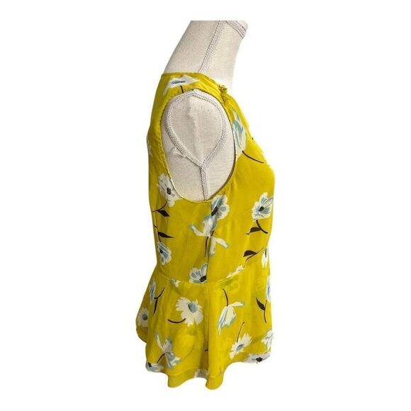 Cabi Simone Yellow Floral Sleeves Blouse Size S Ruffle Lined Semi-Sheer Summer - Picture 4 of 12